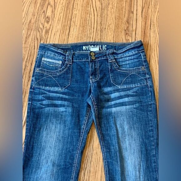 VTG 2000s y2K Hydraulic Metro Low Rise Flare jeans Dark Whisker Stretch 11/12 - Picture 11 of 12
